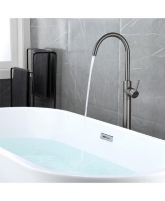 Freestanding Floor Mount Bath Tub Filler Faucet with Single Handle and Water Supply Lines