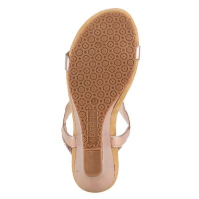 Women's SHINING Slip-On Wedge Sandals with Crystal Cut-Out Design