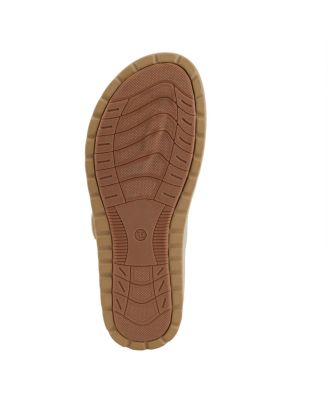 Women's ROZETA Toe Thong Sandals with Gold Buckle and Comfort Footbed