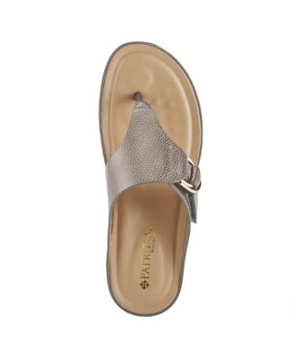 Rozeta Women's Leather Toe Thong Slide Sandal with Buckle