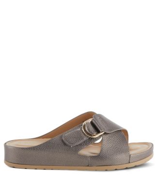 Women s RUTHA Criss-Cross Strap Slide Sandals with Gold Buckle and Padded Insole