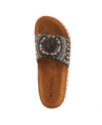 Women's SWIRLA Multicolor Beaded Slide Cork Wedge Sandals