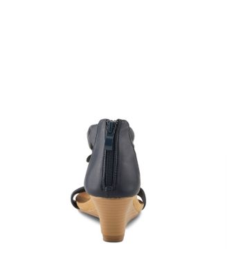 Harlequin Women's Ankle Strap Wedge with Floral Embroidery