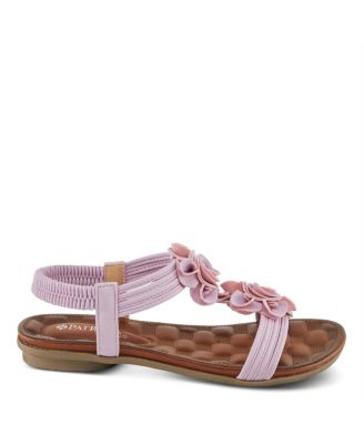 Women s Nectarine Floral T-Strap Sandal with Elastic Back and Quilted Footbed