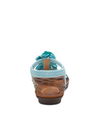 Women s Nectarine Floral T-Strap Sandal with Elastic Back and Quilted Footbed