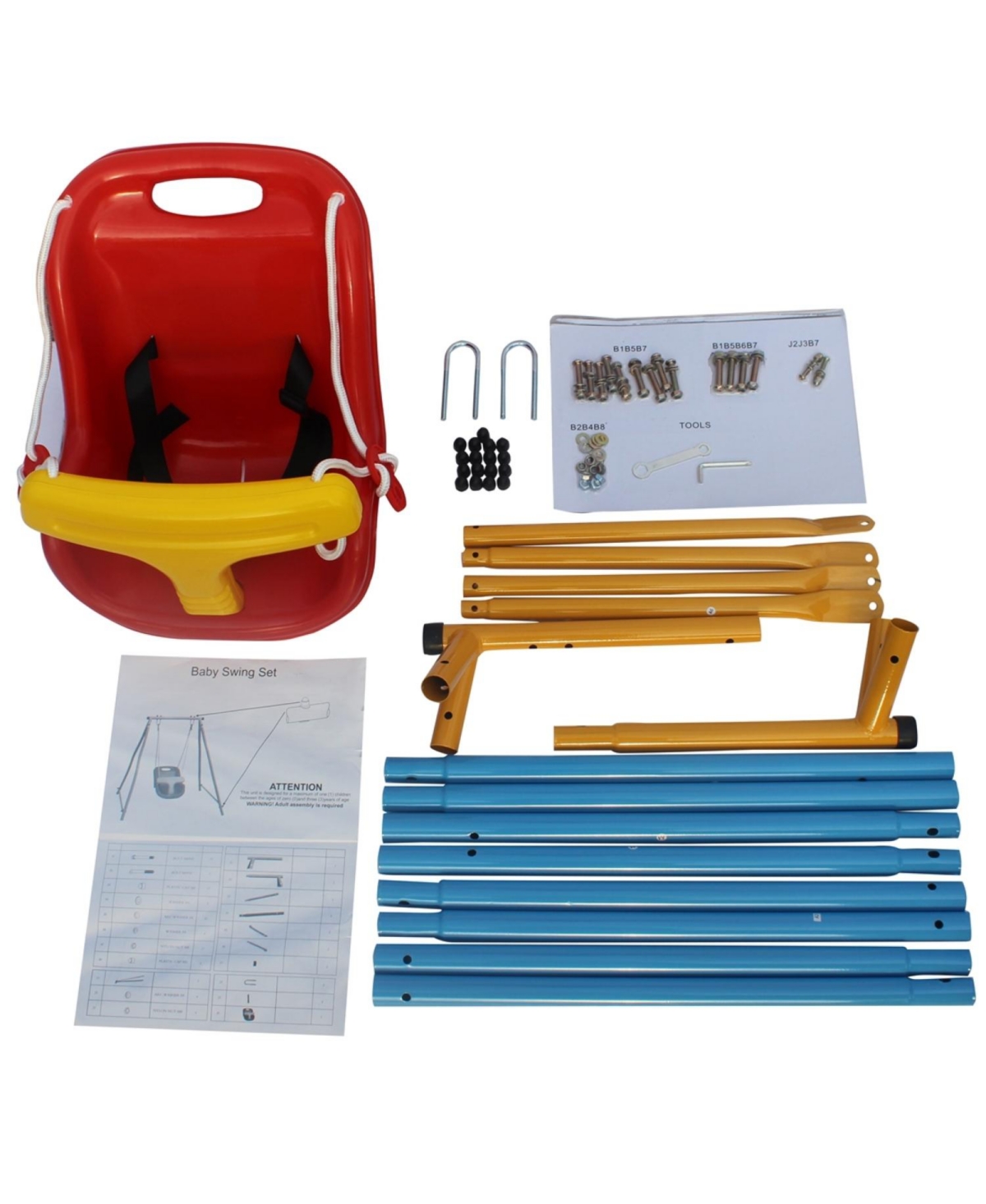 Streamdale Furniture Boys Metal Swing Set with Safety Belt