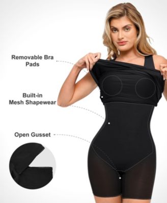 Women's Shapewear Square Neck Sleeveless Ruched Bodycon Mini Dress