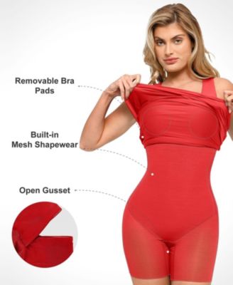 Women's Shapewear Square Neck Sleeveless Ruched Bodycon Mini Dress