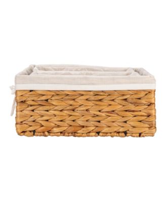 Wicker Basket Set, 3 Pieces, 1 Large and 2 Small Water Hyacinth Baskets