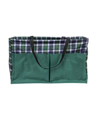 Plaid Krush Container All-Purpose Utility Tote with Green Pockets