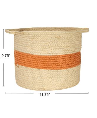 Round Handwoven Paper Rope Basket with Handles