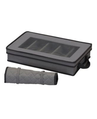 Windowed Flatware Storage Chest, Gray