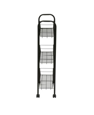 Slim Storage Cart, 3 Shelf Storage Cart with Wheels, Black