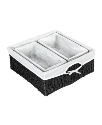 Wicker Basket Set, 3 Pieces, 1 Large and 2 Small Water Hyacinth Baskets