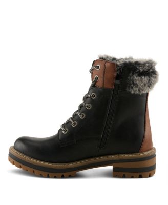Canario Women's Faux Leather , Water-Resistant Ankle Boot With Zipper Closure and Faux Fur Lining