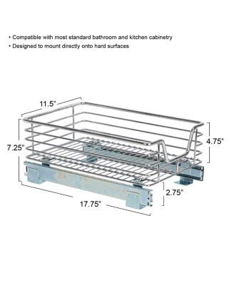 Glidez 11.5" W Steel Pull-Out Storage Organizer, 1-Tier Design, Chrome