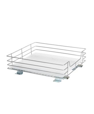 Glidez Steel Pull-Out Storage Organizer, 1-Tier Design, Brushed Silver