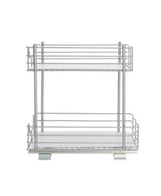 Glidez Steel Pull-Out Storage Organizer, 2-Tier Design, Brushed Silver