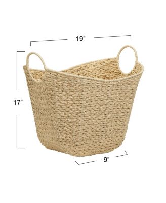 Household Essentials Paper Rope Basket with Handles, Cream