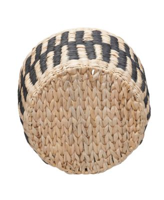 Cattail and Paper Pillar Basket, Natural and Black