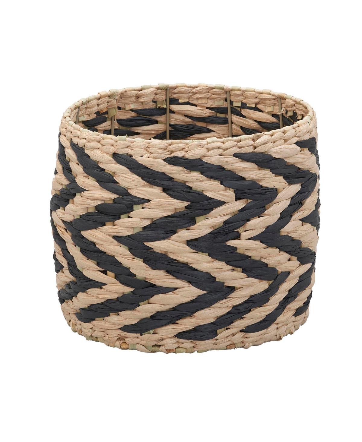 Household Essentials Cattail and Paper Zee Basket, Natural and Black