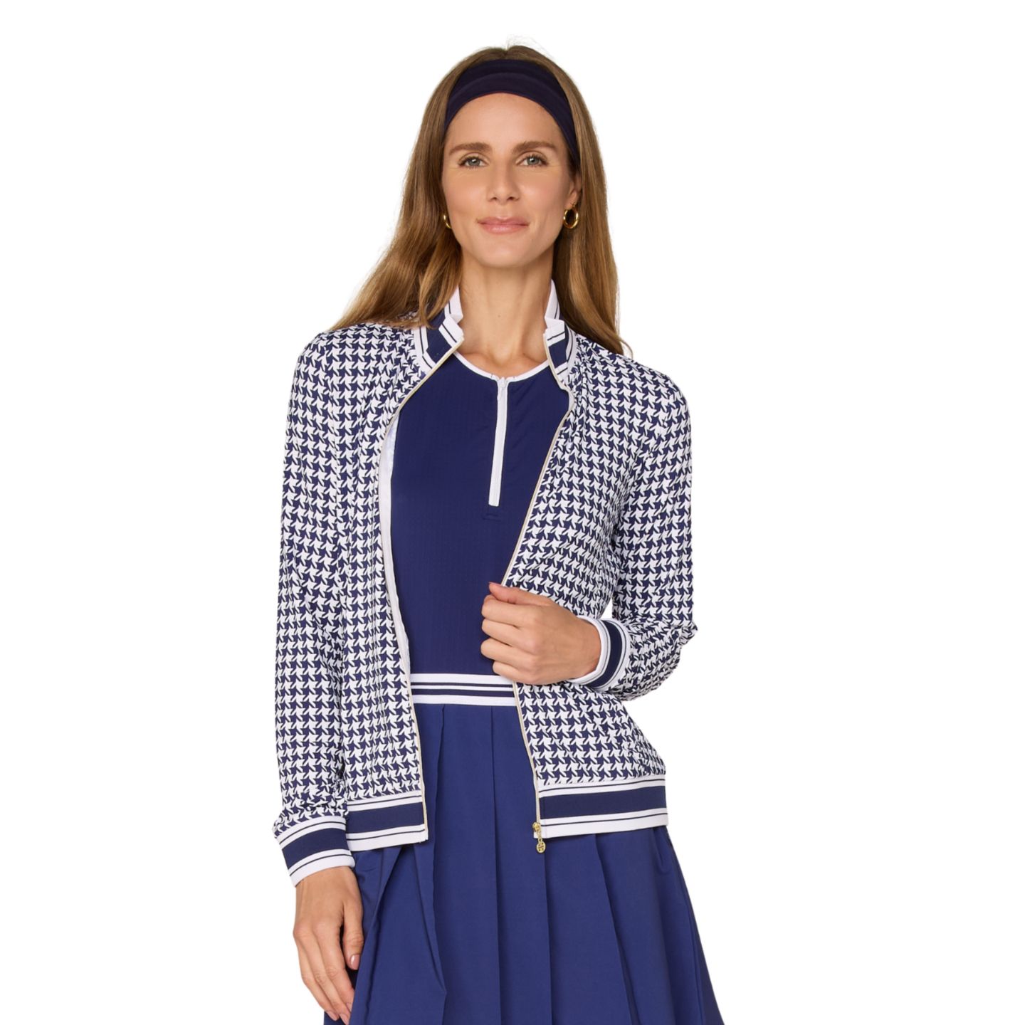 Женская куртка G Lifestyle Clothing Rib Trim, цвет: Тёмно-синяя гусиная лапка — фото 2