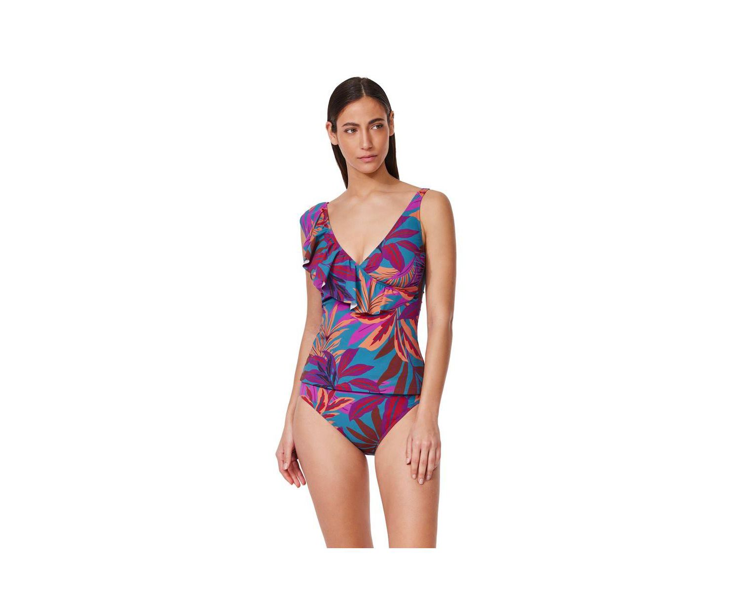Women's Plantopia Ruffle V Neck Surplice Tankini