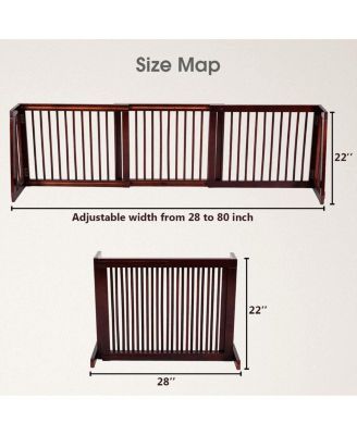 Folding Adjustable 3 Panel Wood Pet Dog Slide Gate Safety Fence