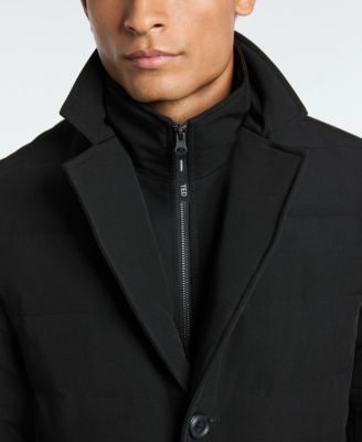 Men's Solid Quilted Puffer Blazer Jacket