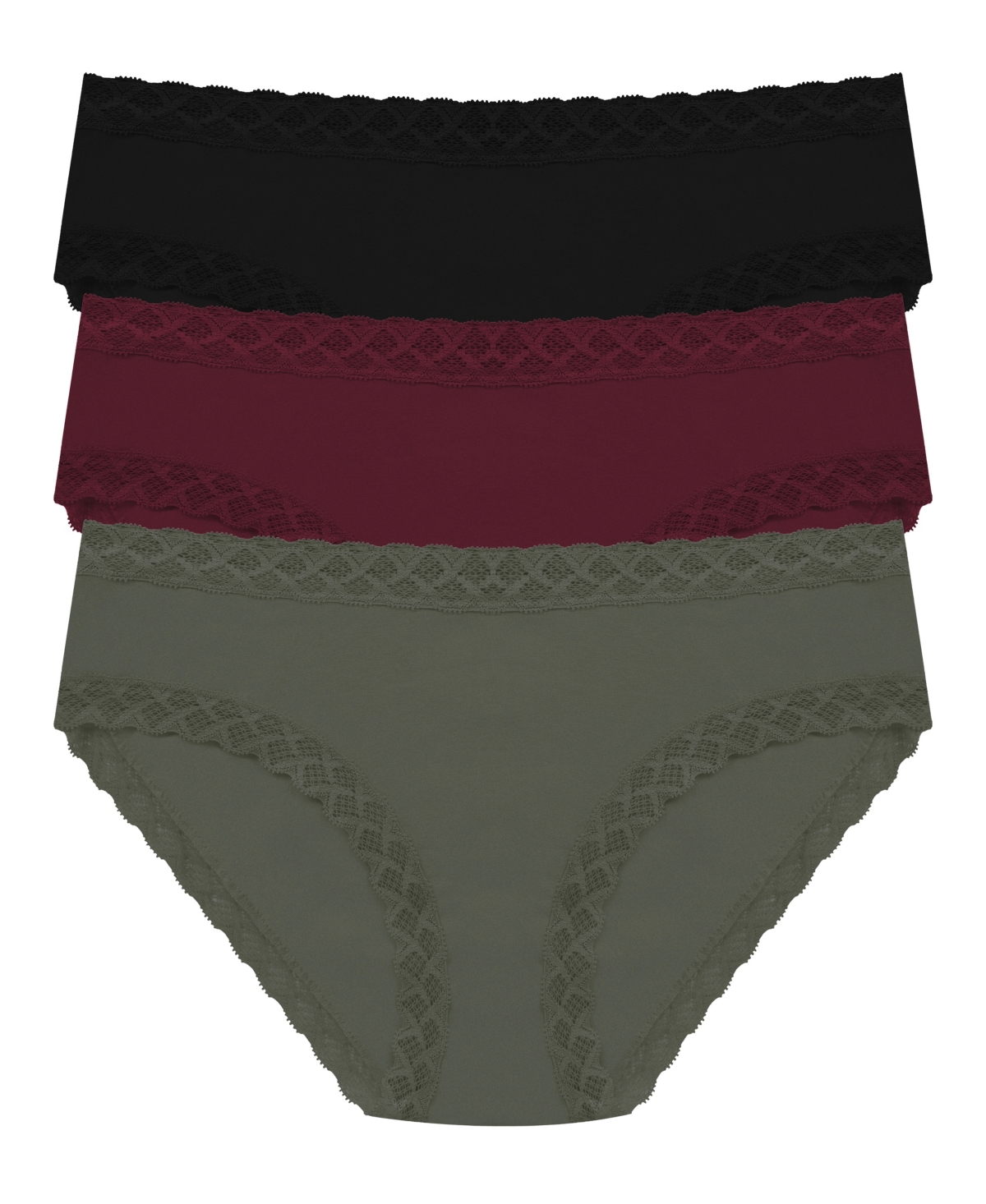 Natori Bliss Lace-trim Cotton Brief Underwear 3-pack 156058mp In Multi