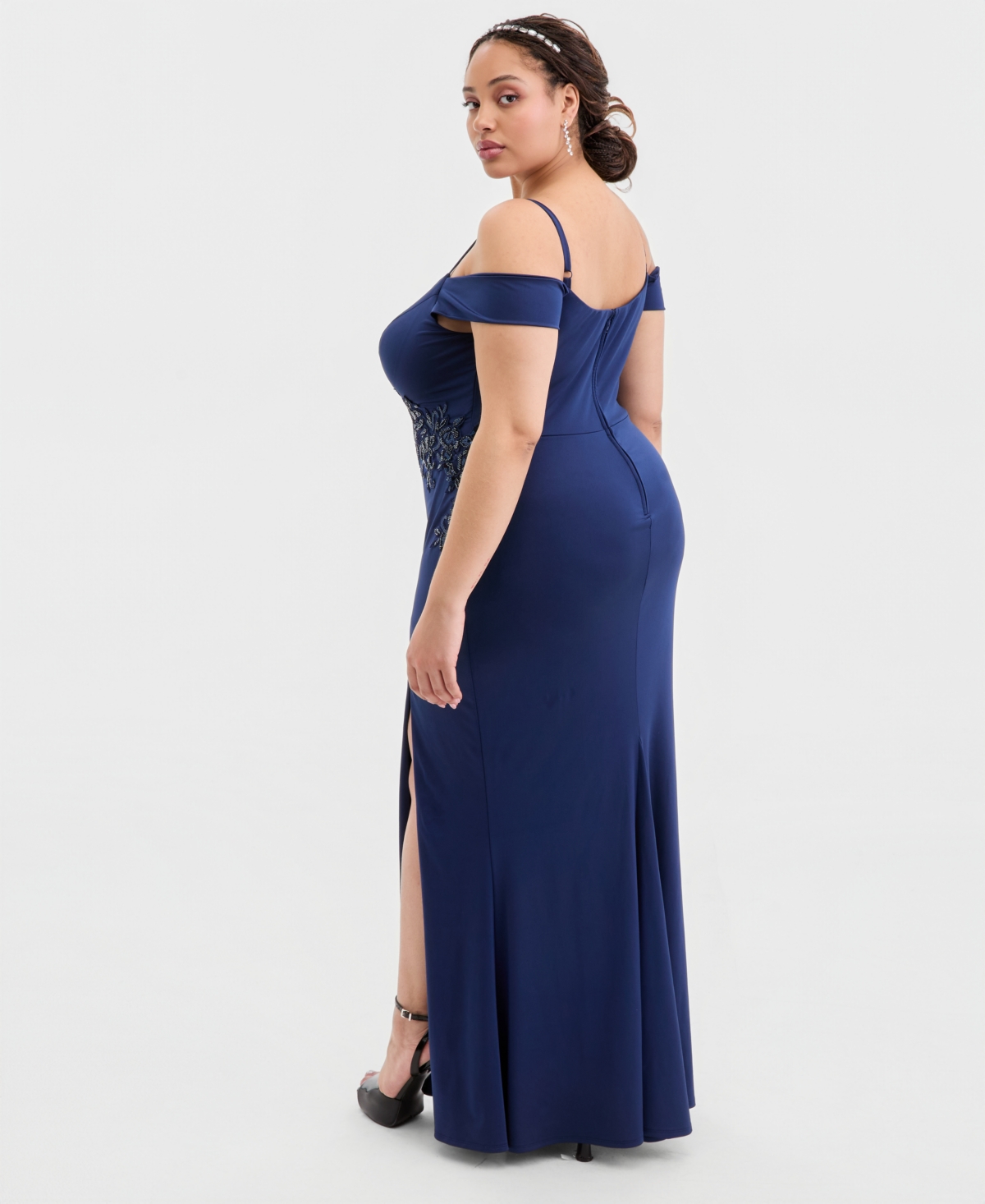 City Studios Trendy Plus Off-The-Shoulder Embellished Gown