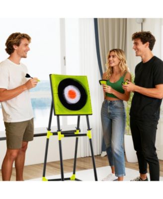 4-in-1 Throwing Target Game Set with Axes, Darts, Bow & Arrows for Kids and Adults