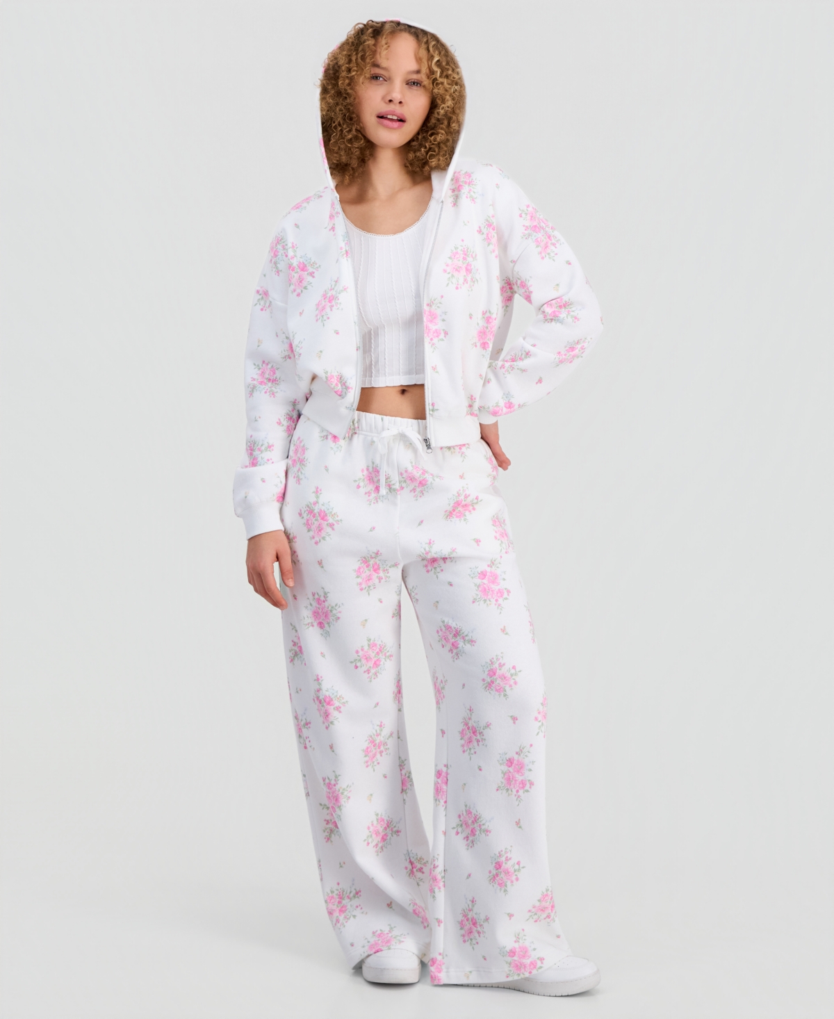 Sincerely Jules Juniors' Printed Zip-Front Hoodie