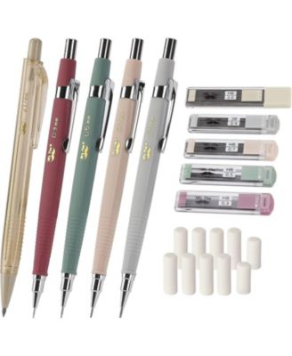 Mechanical Pencil Set with Leads and Eraser Refills, 5 Sizes