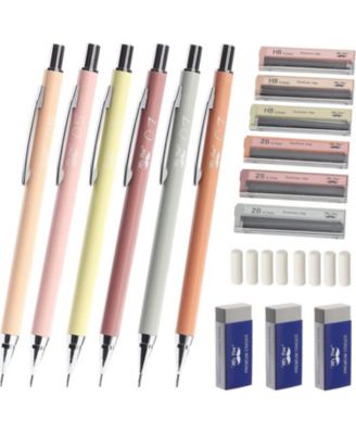 Mechanical Pencil Set with Lead and Erasers Refills, 6 Pack,