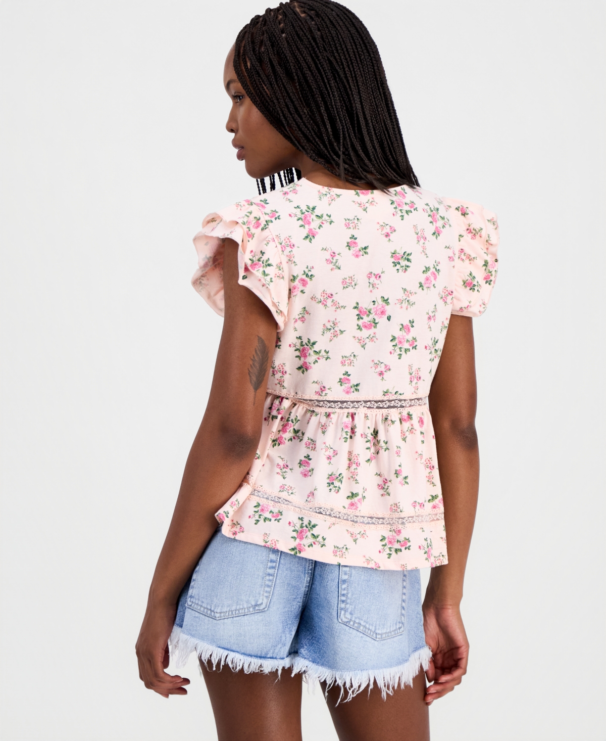 Self Esteem Juniors' Flutter-Sleeve Babydoll Top