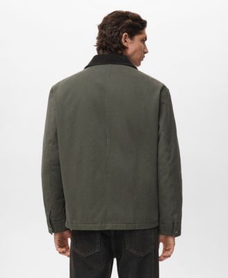 Men's Pockets And Corduroy Collar Jacket