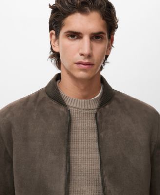 Men's Suede-Effect Bomber Jacket