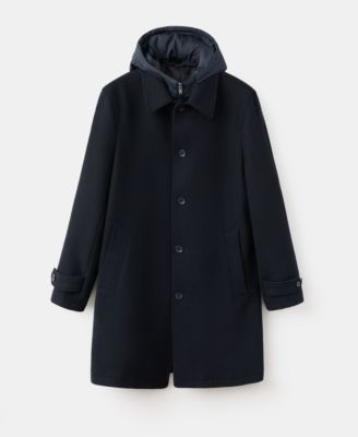 Men's Detachable Hood Wool Coat