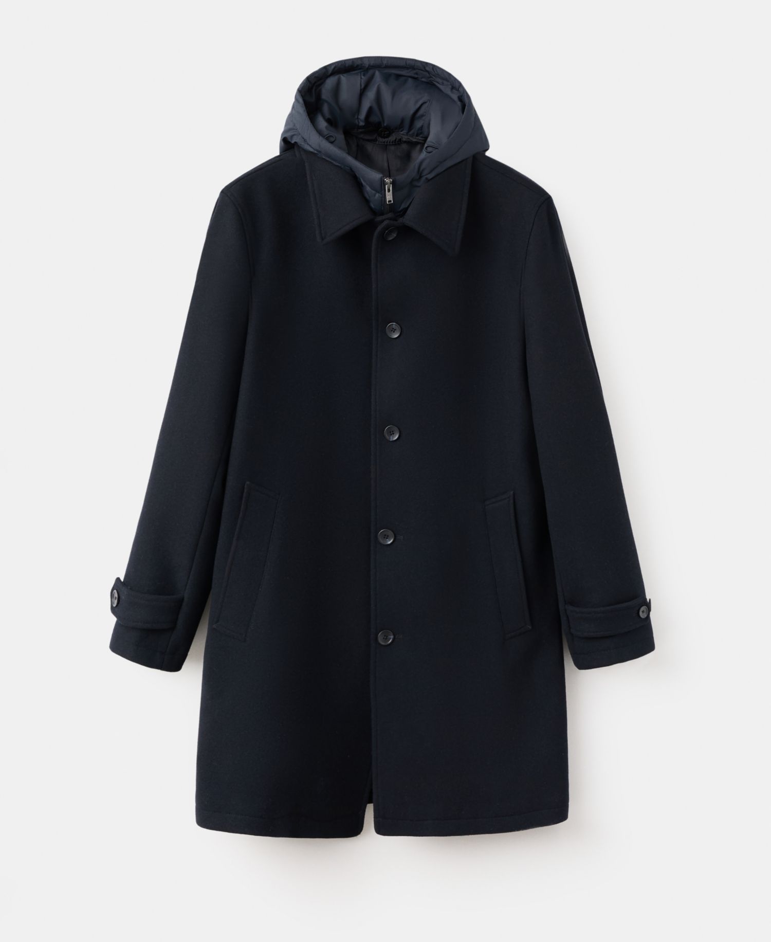 Men's Detachable Hood Wool Coat