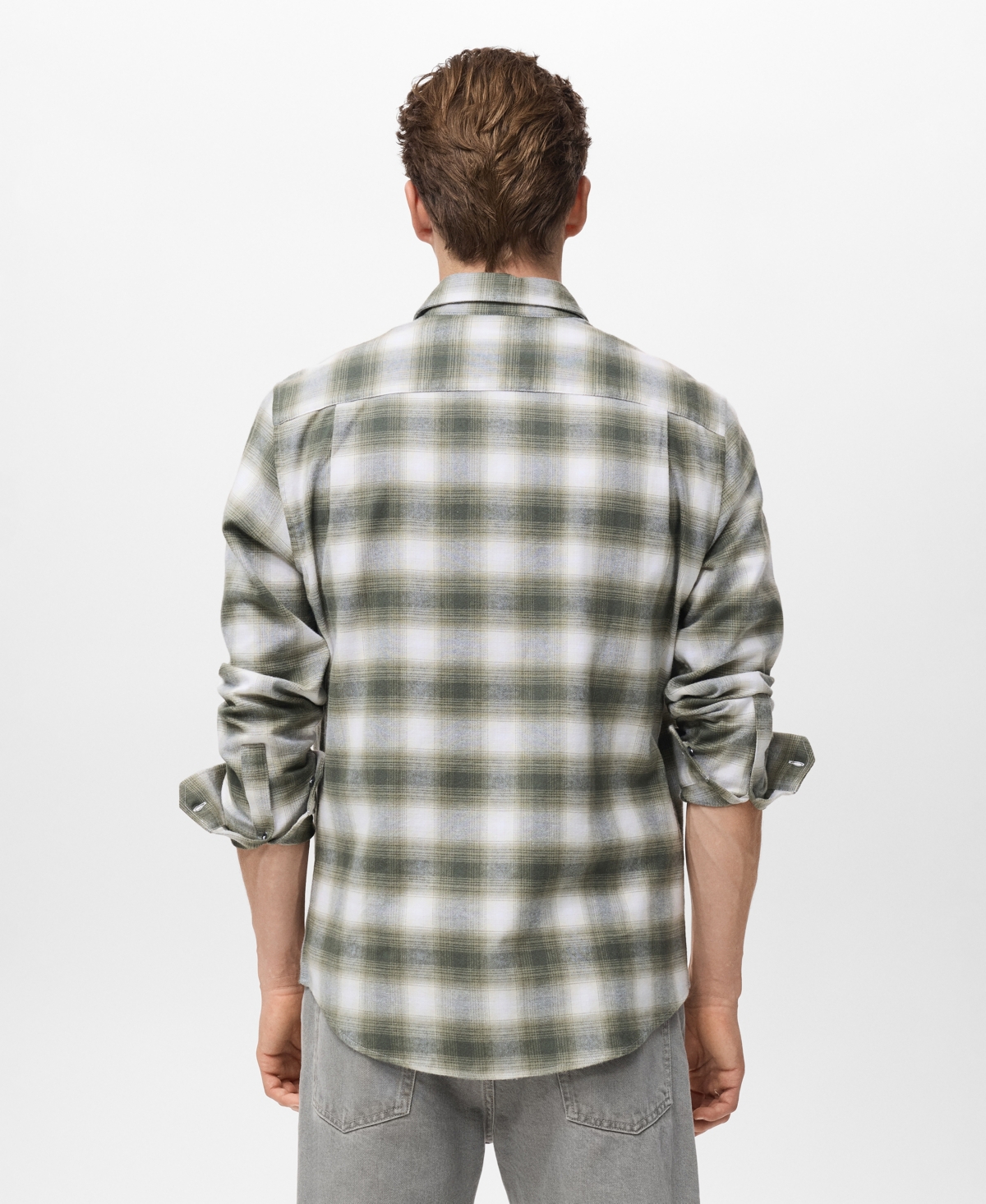 Mango Men's Cotton Flannel Check Overshirt