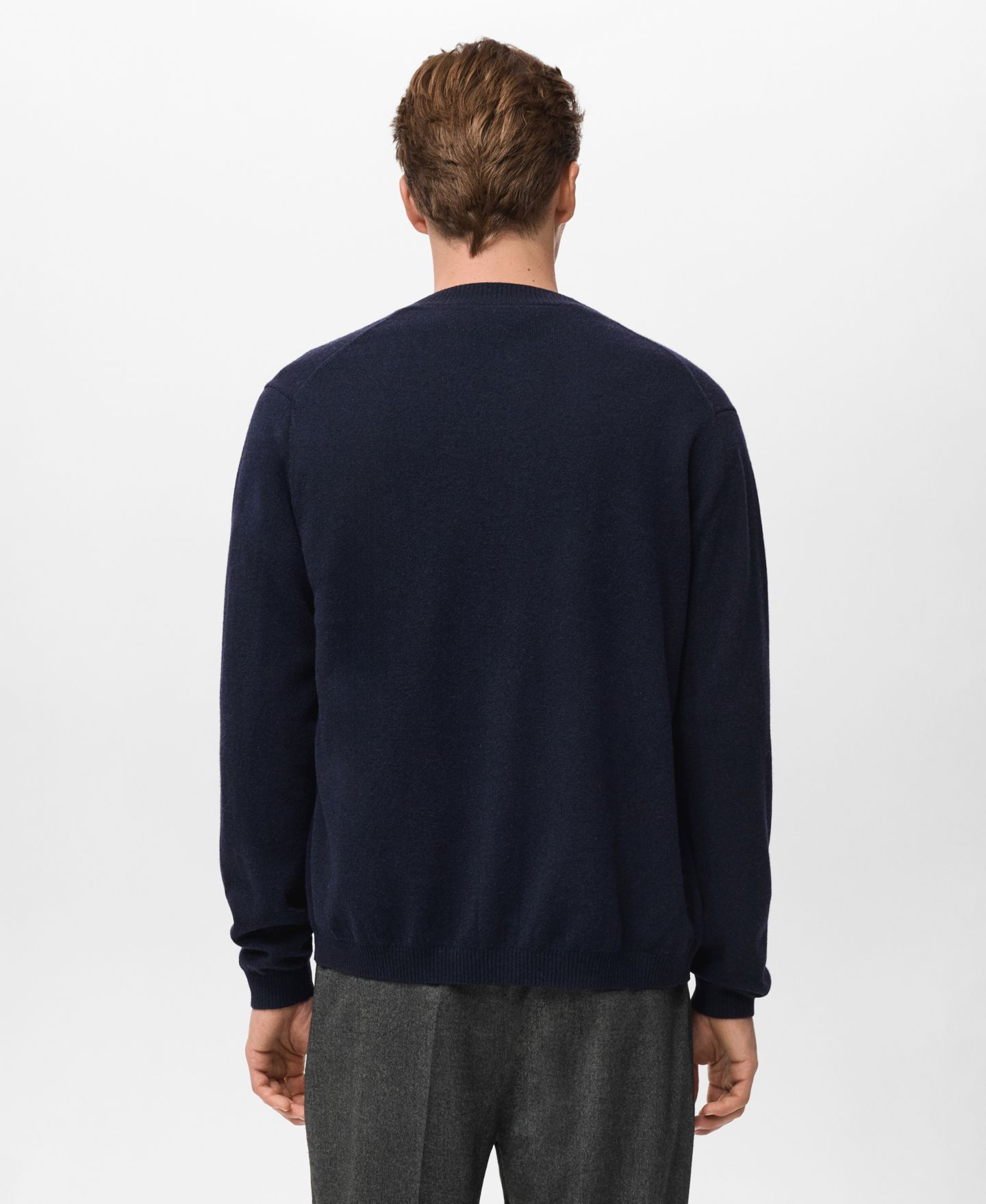Мужской кардиган MANGO Extra-Fine Wool Buttons Cardigan, цвет: Тёмно-синий — фото 3