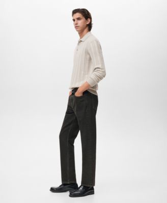 Men's Ribbed Knitted Polo Sweater