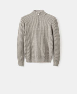 Men's Zip Neck Ribbed Sweater