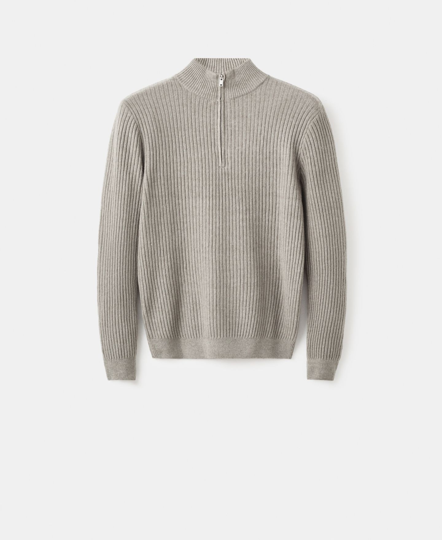 Мужской свитер MANGO Zip Neck Ribbed, цвет: Пастельный зелёный — фото 7