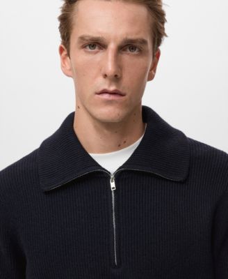 Men's Zip Collar Knitted Sweater