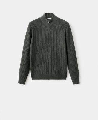 Men's Ribbed-Knit Zipper Cardigan