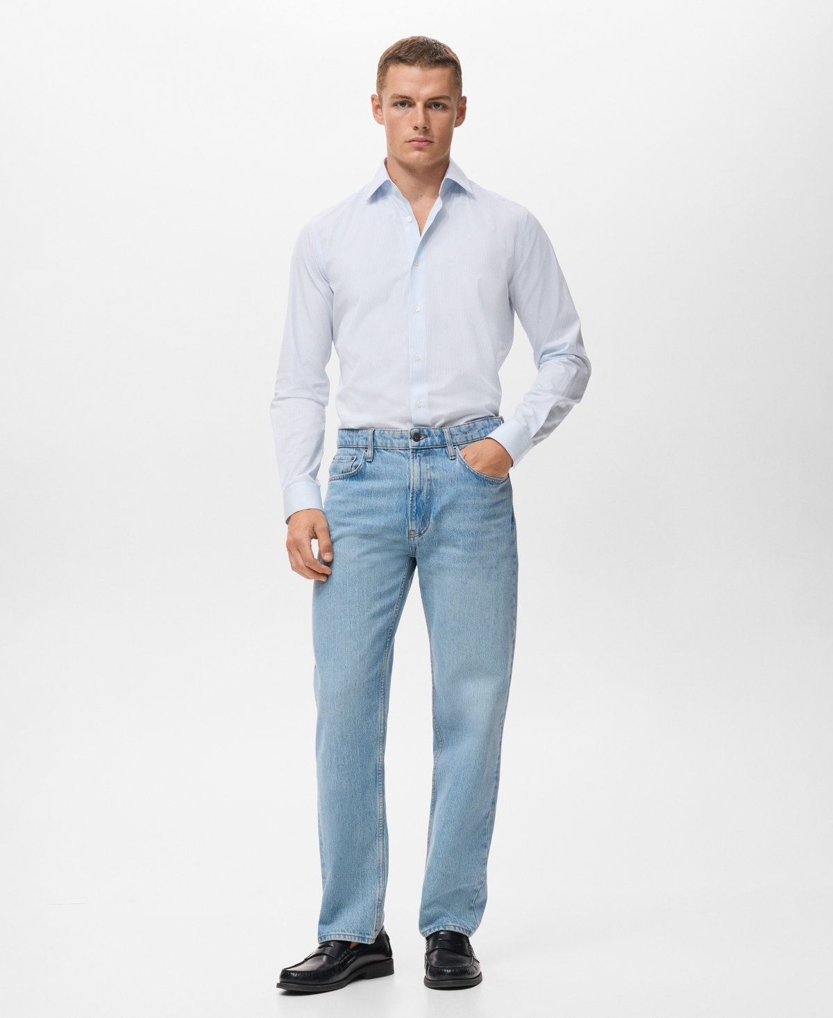 Mango Men's Cotton Striped Slim-Fit Shirt