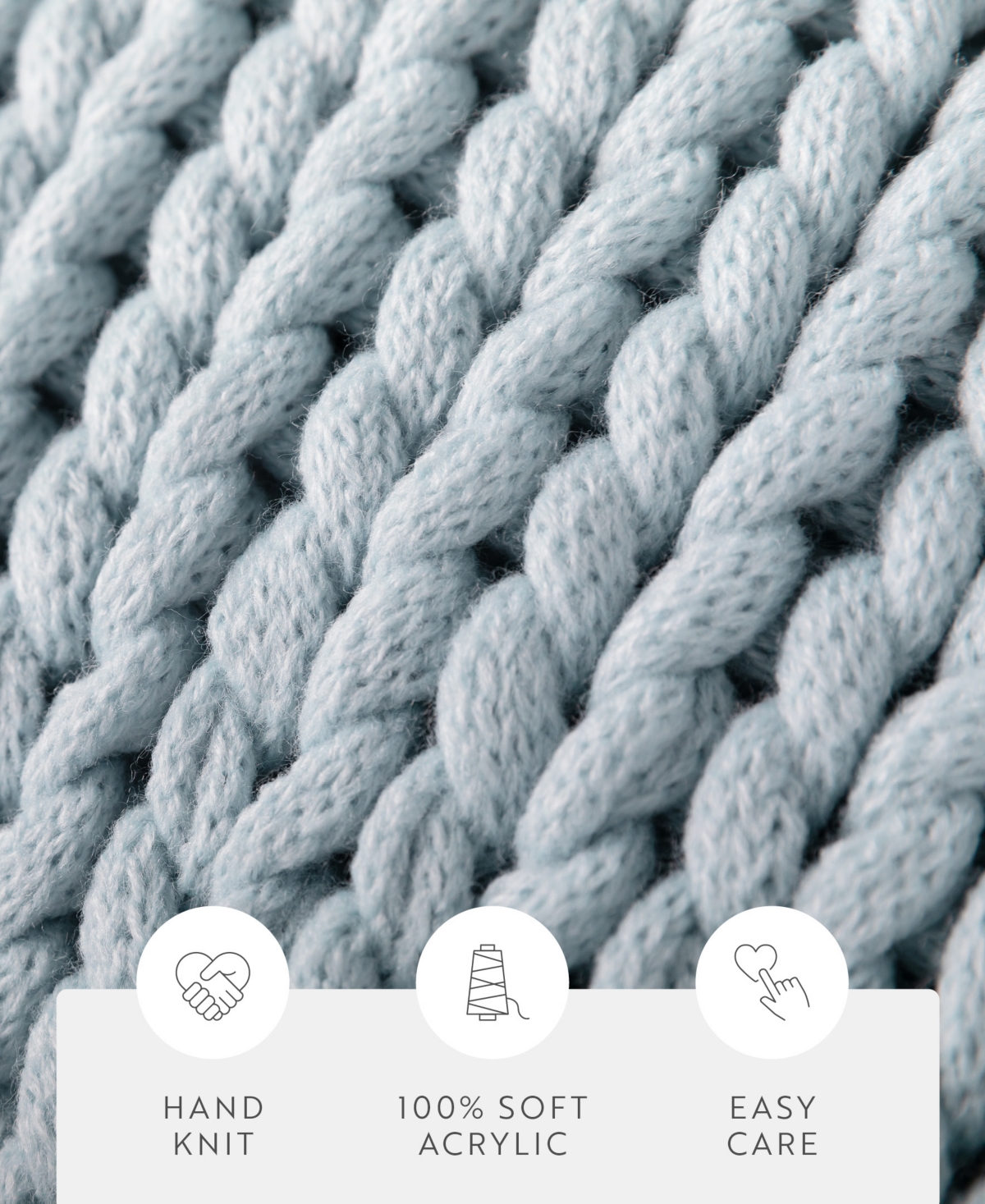 Ienjoy Home Eucalyptus Oversized Chunky Hand-knit Throw, 59" X 47" In Blue