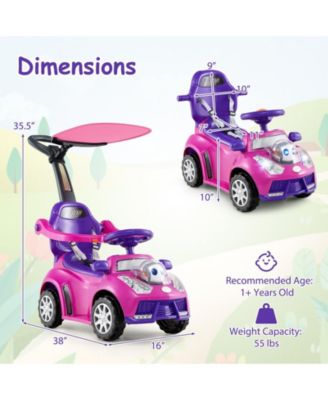 3-in-1 Push Car for Toddler Sliding Car with Seat Belt and Canopy